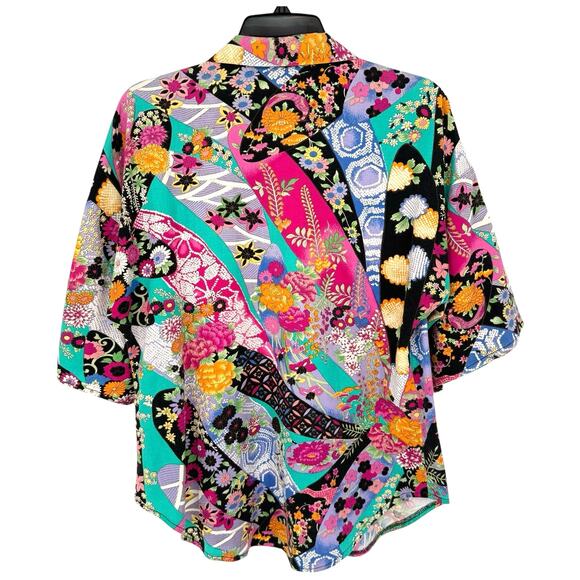 Vintage 1970s California Shipment Hawaiian Shirt Bright Floral Sz L-XL Resort - Picture 2 of 5